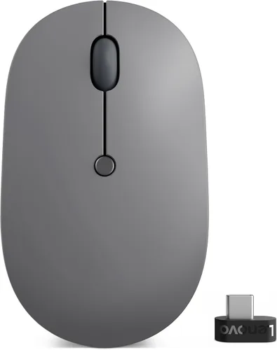 Vista 2 de Lenovo Go - Mouse inalámbrico USB-C Essential, receptor Nano USB-C de 2.4 GHz, DPI ajustable, batería recargable, ambidiestro, GY51C21210, gris