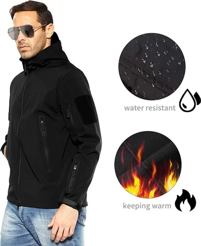 Vista 6 de ANTARCTICA Chaqueta táctica militar con capucha suave impermeable para hombre