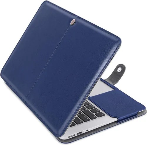 Vista 8 de Mosiso Funda para Laptop estilo libro de cuero sintético para MacBook Air de 13 pulgadas, Negro