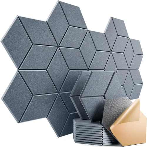 Vista 156 de Paquete de 12 paneles acústicos autoadhesivos de 12 x 10 x 0.4 pulgadas, paneles de espuma a prueba de sonido con alta densidad, elegante diseño