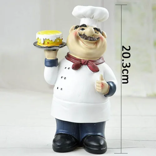 Vista 5 de Garneck - Adorno de chef con pastel creativo de cocina, escultura decorativa para el hogar, cocina, bar, cafetería, tienda, decoración de mesa, 7.48