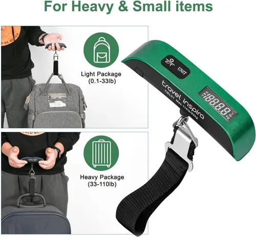 Vista 9 de Travel inspira Combo de báscula digital de equipaje y adaptador de enchufe de viaje, Combo de báscula digital de equipaje y adaptador de enchufe