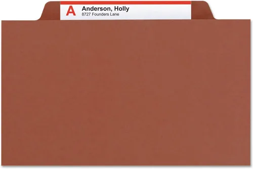Vista 4 de Smead Carpeta de archivos de clasificación de cartón prensado con sujetadores SafeSHIELD, 1 divisor, expansión de 2 pulgadas, tamaño legal, rojo, 10