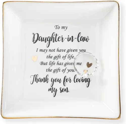 Vista 22 de HOME SMILE Regalos para el Día de la Madre de sobrina, tía y sobrina, bandeja de cerámica para joyas de tías, cumpleaños, San Valentín, Acción