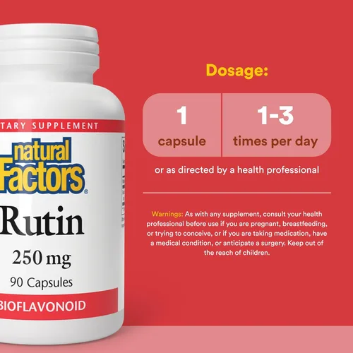 Vista 3 de Natural Factors - Rutina 250 mg, un bioflavinoide cítrico, 90 cápsulas