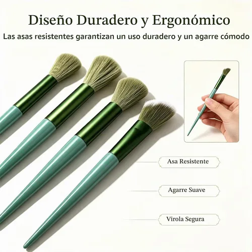 Vista 6 de Brochas de maquillaje, juego de brochas de maquillaje, 13 piezas de brochas de maquillaje para base, corrector para cejas, sombras de ojos, polvo