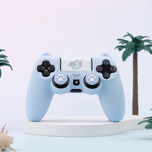 Vista 7 de GeekShare Cat Paw PS4 Controller Skin Funda protectora de silicona antideslizante para Playstation 4 DualSense Controlador Inalámbrico - Azul