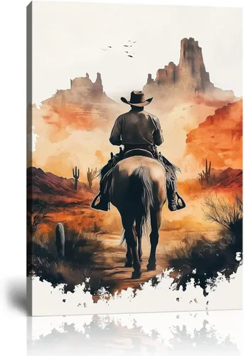 Vista 21 de Arte de pared de vaquero occidental Imágenes de mujeres vaquero Impresiones Póster de lienzo del suroeste Arte de decoración de pared occidental