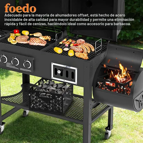 Vista 7 de Cesta de Carbón Firebox para Ahumador Offset Oklahoma Joe, Accesorios de Parrilla para Ahumado Largo y Eficiente, Cesta de Fuego de 12" x 12" x 7.5