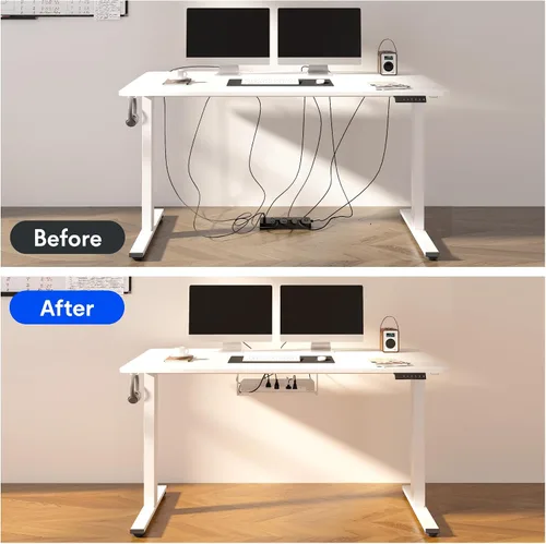Vista 15 de FLEXISPOT EN2 Escritorio de pie de una pieza completa con regleta de alimentación de abrazadera, escritorio eléctrico de altura ajustable de 40 x 24