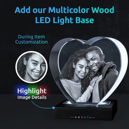 Vista 2 de ArtPix 3D Foto de cristal, regalos personalizados de Navidad para mujeres, esposa, ella, él, hombres, marido, abuela, gran regalo personalizado