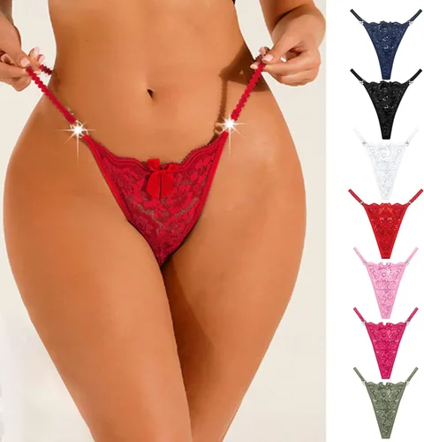 Vista 4 de Dirk41 Ropa interior de algodón para mujer de encaje sexy bragas ropa interior tanga tanga transpirable rayas bragas