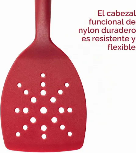 Vista 2 de Rachael Ray Herramientas y Gadgets Lazy Tools - Juego de utensilios de cocina antiadherentes, 6 piezas, color rojo