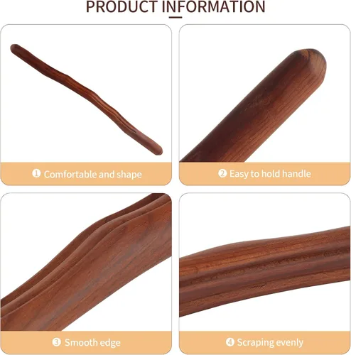 Vista 3 de Rodillo de masaje largo de madera Gua Sha, herramienta para todo tu cuerpo SPA masajeador