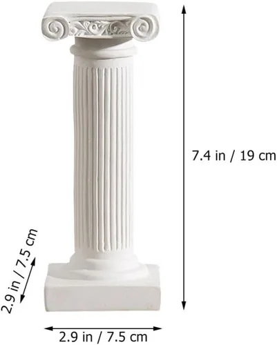 Vista 2 de BESPORTBLE Mini columna de pilar romano, decoración de estatuas de columna romana blanca de resina, estante para decoración de mesa de boda de jardín