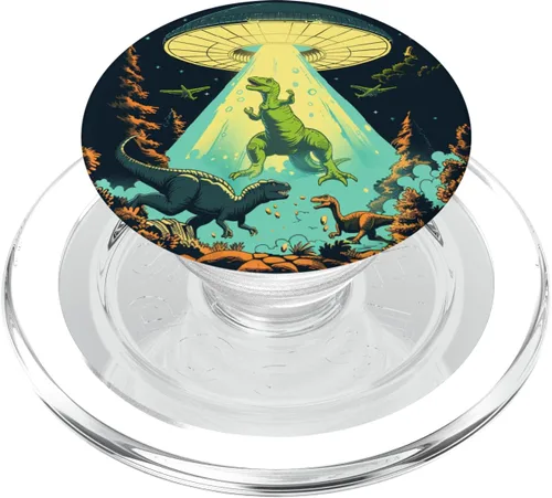 Vista 8 de Alien Lover Flying Saucer UFO Abduction Dinosaur PopSockets Standard PopGrip