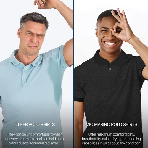 Vista 6 de Mio Marino - Polos de golf para hombre, ajuste seco, tela transpirable ultrafina