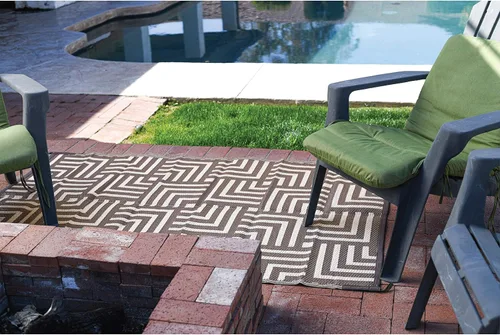 Vista 3 de Stylish Camping 274067 - Tapete reversible de 4 pies por 6 pies, tapete de paja de plástico, tapete grande para exteriores, caravana, patio, patio