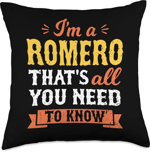 Vista 4 de Funny Family Names Men Women Kids Clothing Apparel I'm A Romero That's All You Need to Know Surname Last Name Throw Pillow, 16x16, Multicolor