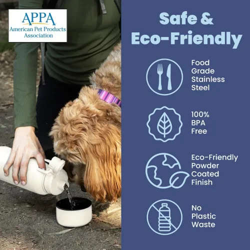 Vista 3 de Dog Mom Essentials Bundle - Bolsa acolchada con contenedores de almacenamiento (óxido) y botella de agua de 32 onzas con cuenco desmontable