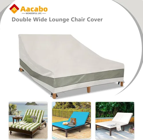 Vista 3 de Funda doble para tumbona impermeable, resistente de 82 pulgadas, doble ancho, para patio, sillón, color beige