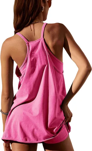 Vista 2 de Vestido deportivo sin mangas para mujer, minivestido con tirantes delgados y pantalones cortos