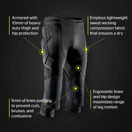 Vista 7 de Storelli ExoShield Goalkeeper 34 Pants, High-Impact Protection, Sweat-Wicking, UV-Resistant Athletic Bottoms for Soccer