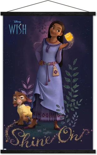Vista 7 de Trends International Disney Wish - Póster de pared Asha, 22.37 x 34.00 pulgadas, paquete de impresión premium y colgador de madera de haya