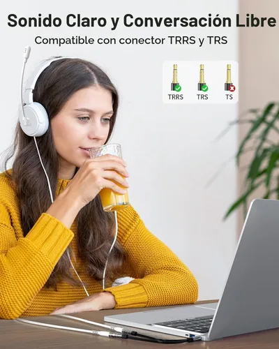 Vista 4 de KINGTOP Adaptador divisor de auriculares y micrófono de 3.5mm - [1 macho a 2 hembras] divisor de auriculares compatible con auriculares de juego