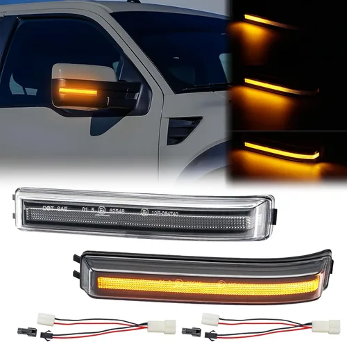 Vista 12 de Luces de Señal de Giro para Espejo Lateral Montaje LED Transparente F150 2009 2010 2011 2012 2013 2014/para Mark LT 2013 2014 para Raptor 2010-2014