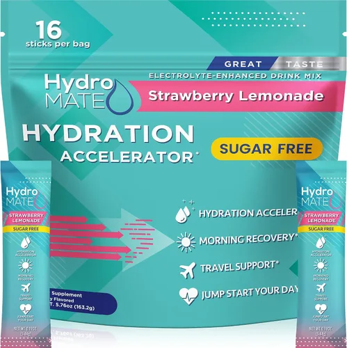 Vista 7 de Paquetes de hidratación sin azúcar en polvo de electrolitos Acai Berry HydroMATE 16 Sticks