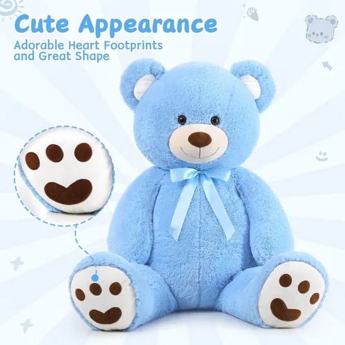 Vista 5 de MorisMos Oso de peluche gigante de 47 pulgadas Animal de peluche de 4 pies, Oso de peluche grande para baby shower, Regalos de oso de peluche