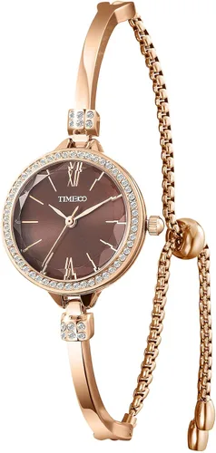Vista 9 de TIME100 Reloj de pulsera para mujer, de cuarzo, con esfera verde, bisel con cristales en el movimiento, correa de pulsera con diamantes, resistente