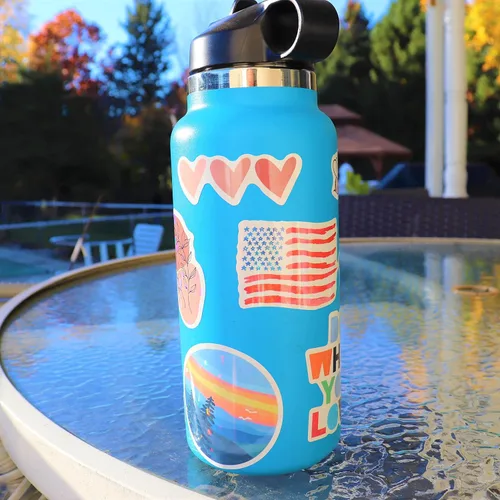 Vista 5 de 120 piezas de calcomanías Preppy, calcomanías de verano para botellas de agua para niñas, accesorio impermeable para laptop, lindas calcomanías