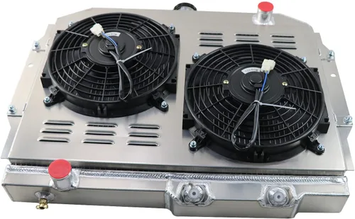 Vista 8 de Radiador de 3 filas compatible con AMC Rambler/Javelin AMX/SST/DPL V8 1959 1960 1965 1967 1969 1970 1972 Radiador de aluminio+ ventilador