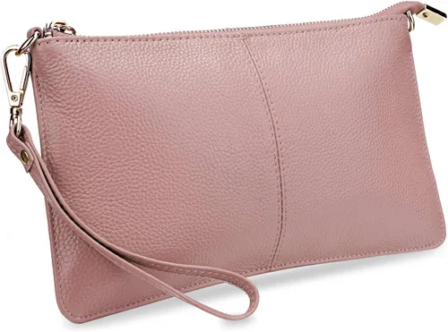 Vista 20 de YALUXE Women's Genuine Leather Wristlet Handbags Purses Clutch Wallet Bag 1- Correa de cuero blanco