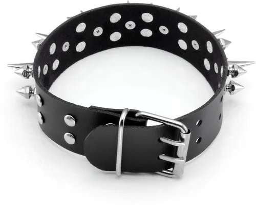 Vista 3 de MILAKOO Gargantilla de piel gótica punk con picos ajustables para hombres y mujeres