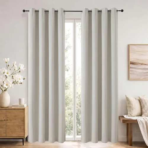 Vista 63 de Simplebrand Cortinas blancas puras de 96 pulgadas de largo para oscurecer la habitación, juego de 2 paneles para dormitorio/sala de estar, bloqueo