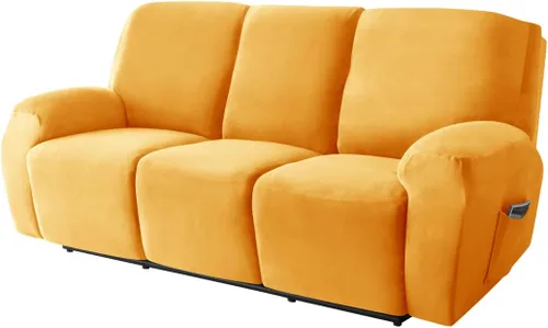 Vista 14 de Funda elástica para sofá reclinable, fundas de terciopelo para sillas reclinables de 3 cojines, 8 piezas, fundas protectoras para muebles