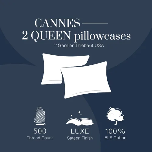 Vista 5 de Juego de 2 fundas de almohada Queen Cannes River Blue de 500 hilos, 100% algodón, HC by Garnier-Thiebaut USA