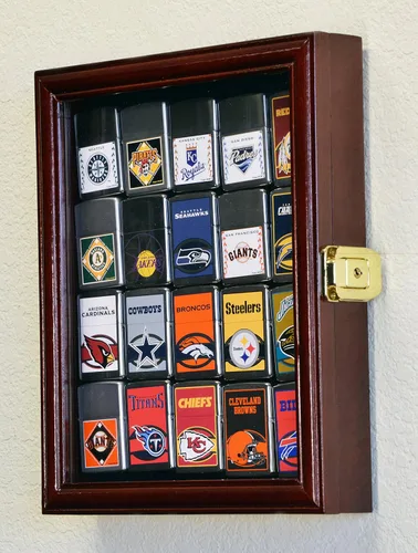 Vista 3 de 20 Zippo Lighter Display Case Cabinet Holder Wall Rack Box - Lockable