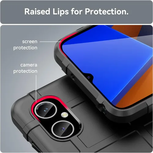 Vista 6 de Funda delgada para Xiaomi Poco M4 5G, resistente funda duradera con grado militar a prueba de golpes, gran agarre y cubierta protectora de lente