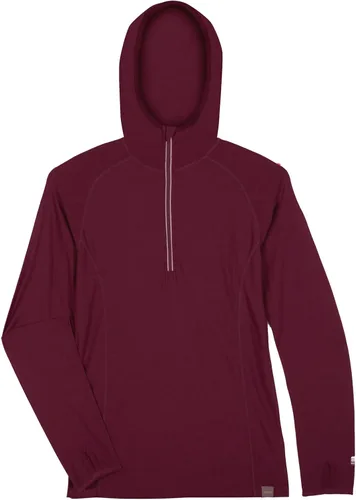 Vista 4 de MERIWOOL Sudadera con capucha para mujer, ligera, de lana merina, manga larga, térmica