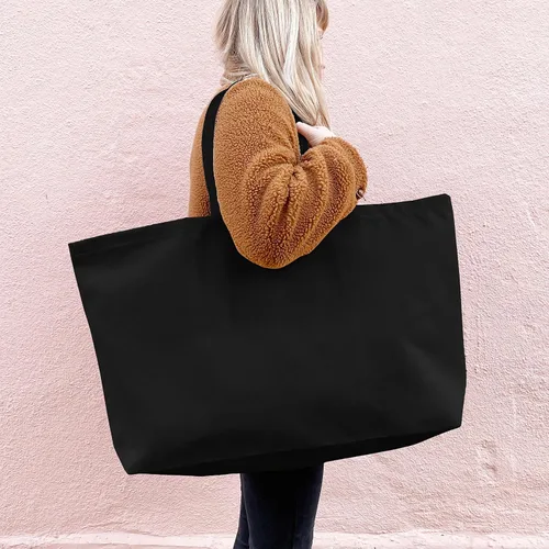 Vista 6 de Bolsa de lona grande, extra grande, para compras, playa, reutilizable, más grande, bolsa sólida lisa de 28 x 8 x 16 pulgadas Largest Plain Solid