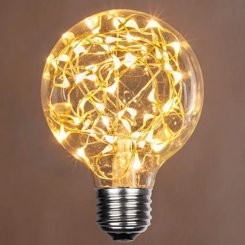 Vista 6 de Wintergreen Lighting LEDimagine - Bombilla de cadena de hadas, colgante de globo LED, bombilla ST64 con base E26 (dorado)