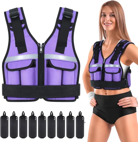 Vista 11 de Sportneer Chaleco con Peso Ajustable Pesos: 2-18 lbs/2-40 lbs Chaleco de Peso Lavable para Caminar 16 en 1 Chaleco de Ajuste Rápido para Rucking