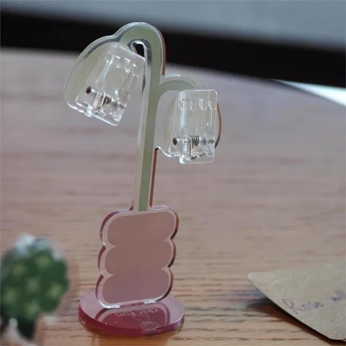 Vista 5 de 3 piezas de acrílico para escritorio, soporte de clip de flores, clip de exhibición de fotos de escritorio en casa, oficina, soporte para fotos