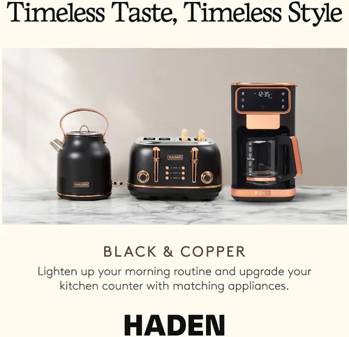 Vista 5 de Haden Cafetera caliente y helada de 12 tazas con 120 minutos para mantener el calor, retrasar la preparación, fuerza ajustable, reloj programable