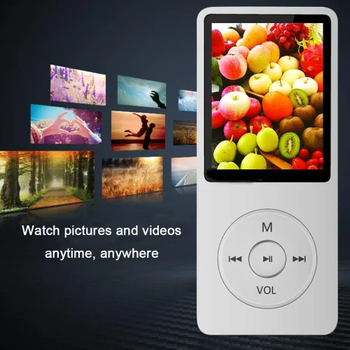 Vista 5 de Reproductor de MP3, reproductor de música con tarjeta micro SD de 16 GB, altavoz integrado/foto/reproducción de video/radio FM/grabadora