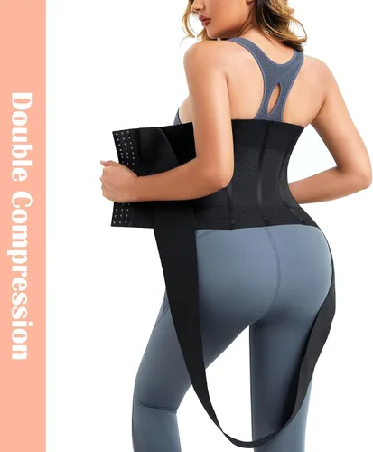 Vista 2 de LANCS Entrenador de cintura 2 en 1 para mujer, cintura de grasa del vientre inferior, faja moldeadora de cintura posparto